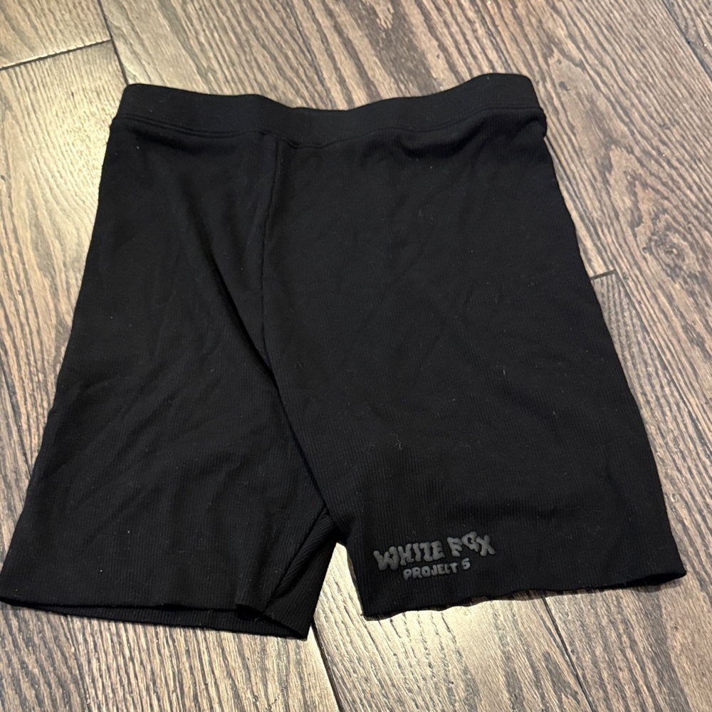 WHITE FOX Black Ribbed Bike Shorts